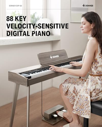 Donner DDP 60 Pianoforte digitale a 88 tasti per principianti, tastiera elettrica con tasti sensibili alla velocità, 128 voci, 83 ritmi, 8 effetti di riverbero, 5 curve di intensità, grigio : Amazon.it: Strumenti Musicali
