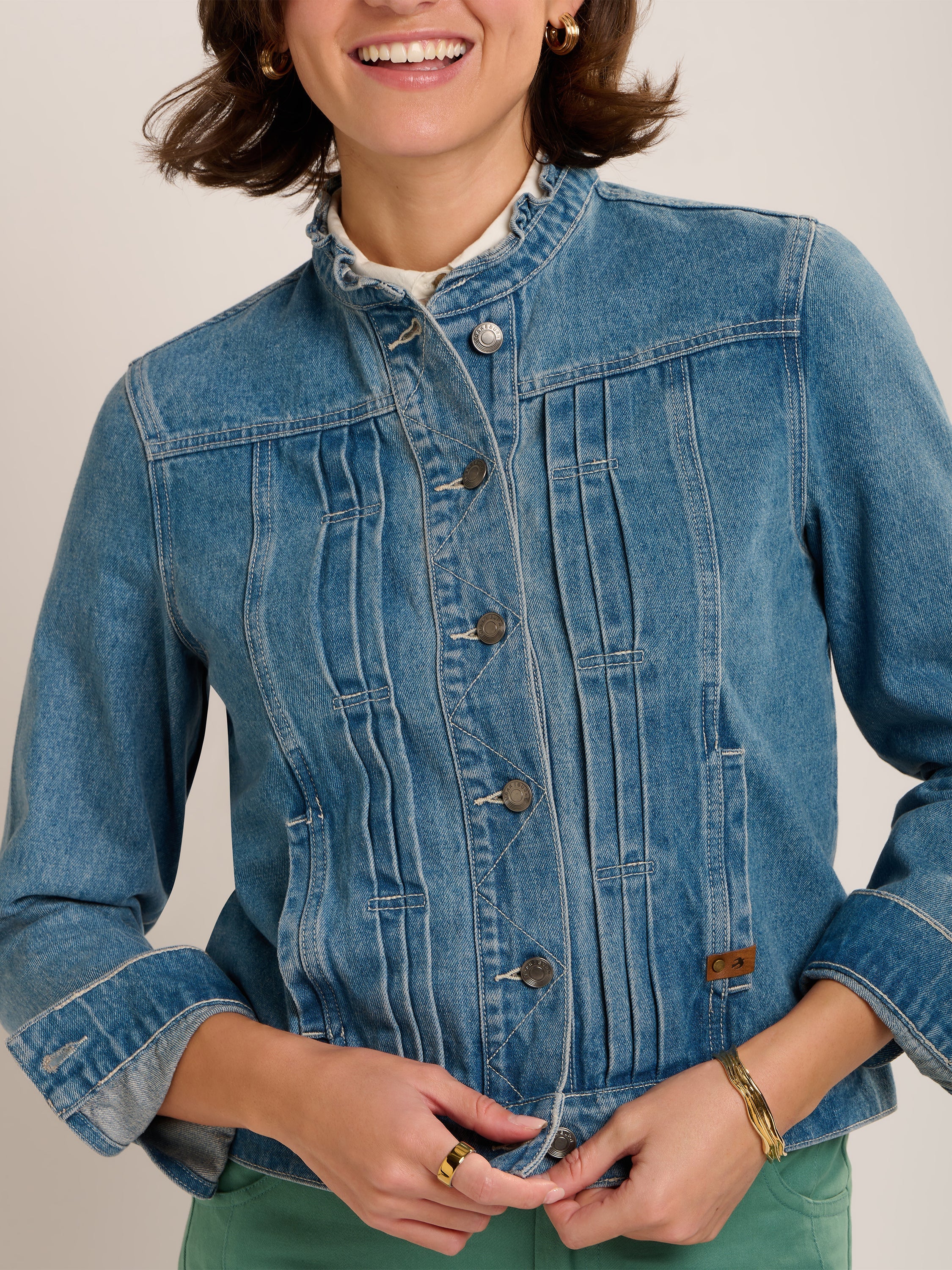 Brakeburn Ruffle Neck Denim Jacket