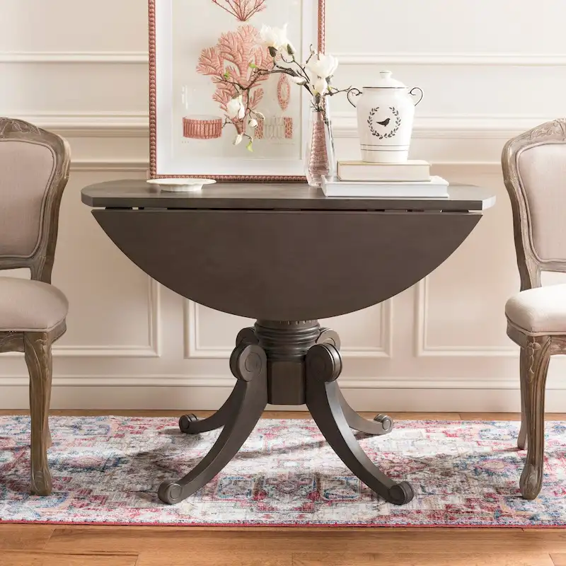 SAFAVIEH Jeane Antique White Drop Leaf Dining Table - 43 W x 43 D x 31 H - 43Wx43Dx31H