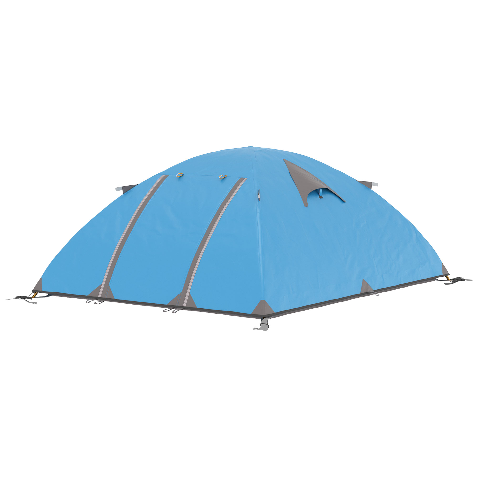 Outsunny Familien-Campingzelt für 2-3 Personen, leichtes belüftetes Kuppelzelt mit Reißverschlusstüren, inklusive Transporttasche, 268 x 214 x 103 cm, Blau