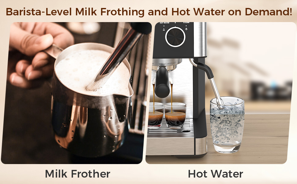 Barista-Level Milk Frothing and Hot Water on Demand!