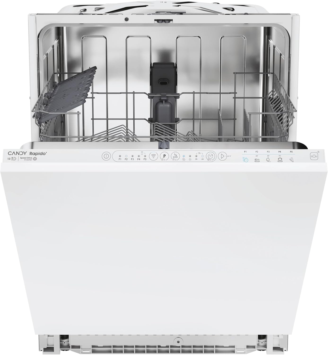 Candy Rapidò CI 3E7L0W2, Integrable Dishwasher 60 cm, 13 Services, Digital, Wi-Fi, 5 Programs, Inverter Motor, Salt Lack Indicator, End Cycle Indicator, Delayed Start 3-6-9H, 47DB
