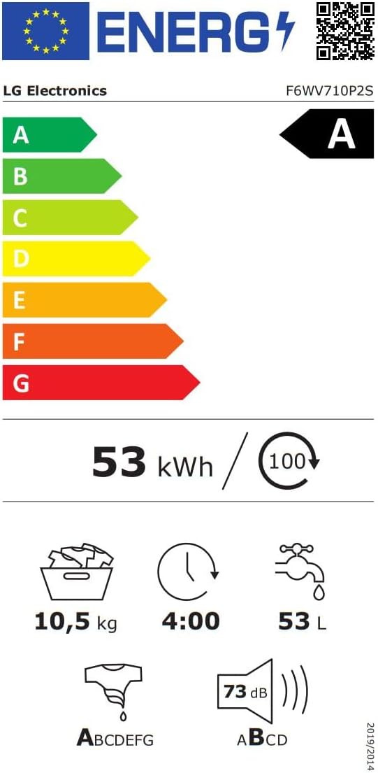 LG F4WV7080, Klasse A, Frontlader-Waschmaschine 8 kg, 1400 U/Min, AI Direct Drive, Wi-Fi, Tiefenreinigung mit Dampf, Groe Kapazitt, TRIPLE A, Auentür aus Sicherheitsglas, 62 x 60 x 85 cm Wei