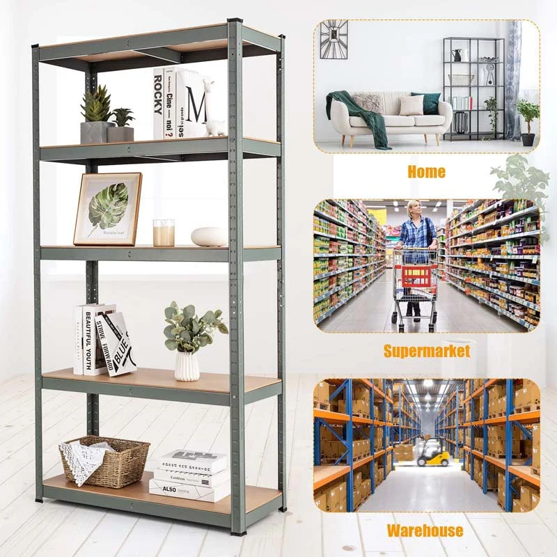 Eletriclife 36 x 72 Inch Adjustable 5-Layer 2000 lbs Capacity Storage Shelf Gray