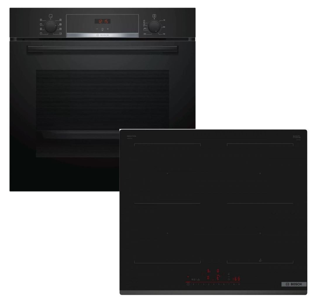 Backofen-Set Hydrolyse Teleskopauszug + Induktionskochfeld CombiZone autark 60 cm