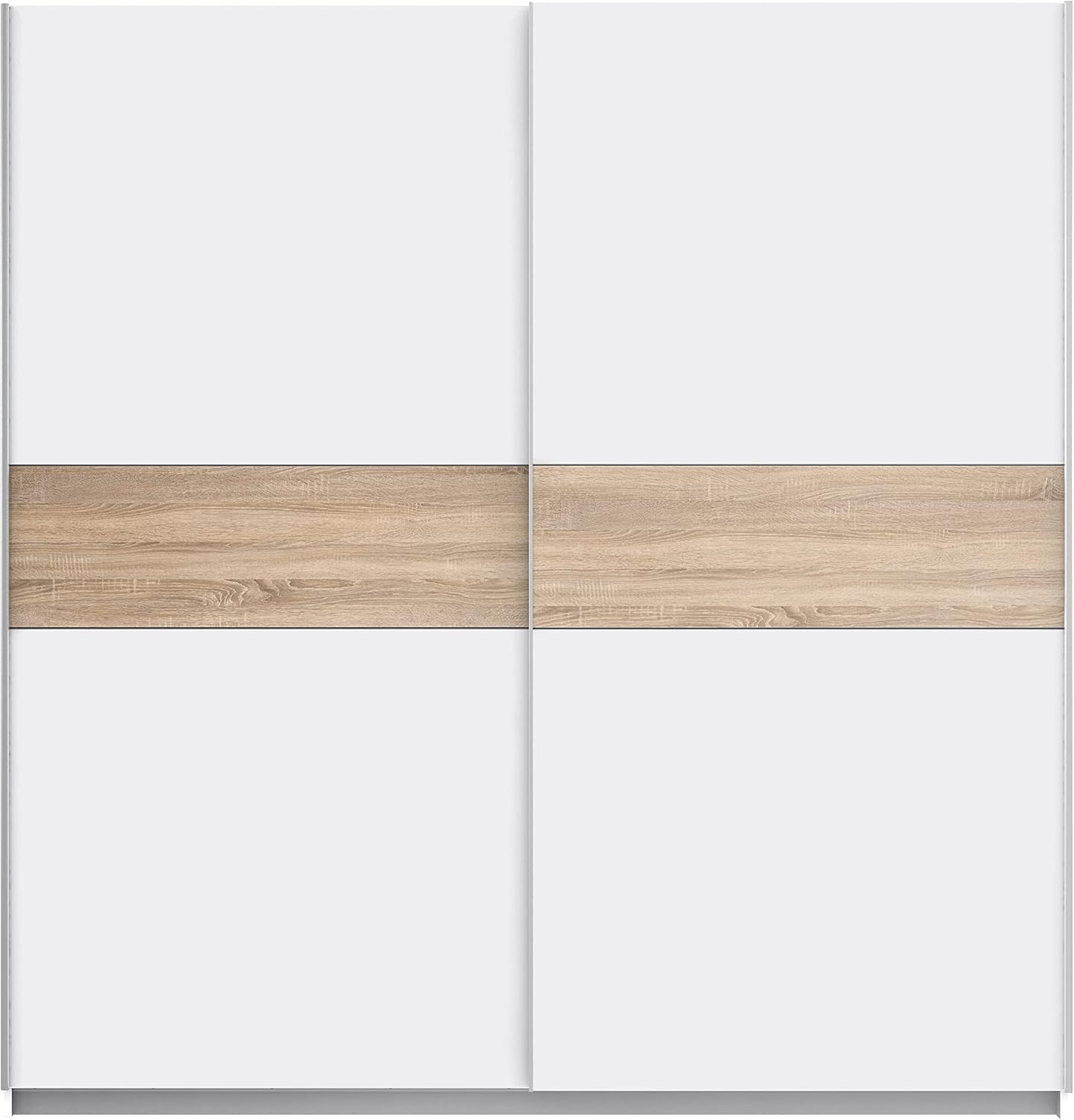 FORTE Winner Plus Sliding Door Wardrobe, Derived, White Combined with Sonoma Oak, 200 x 210 x 61.3 cm