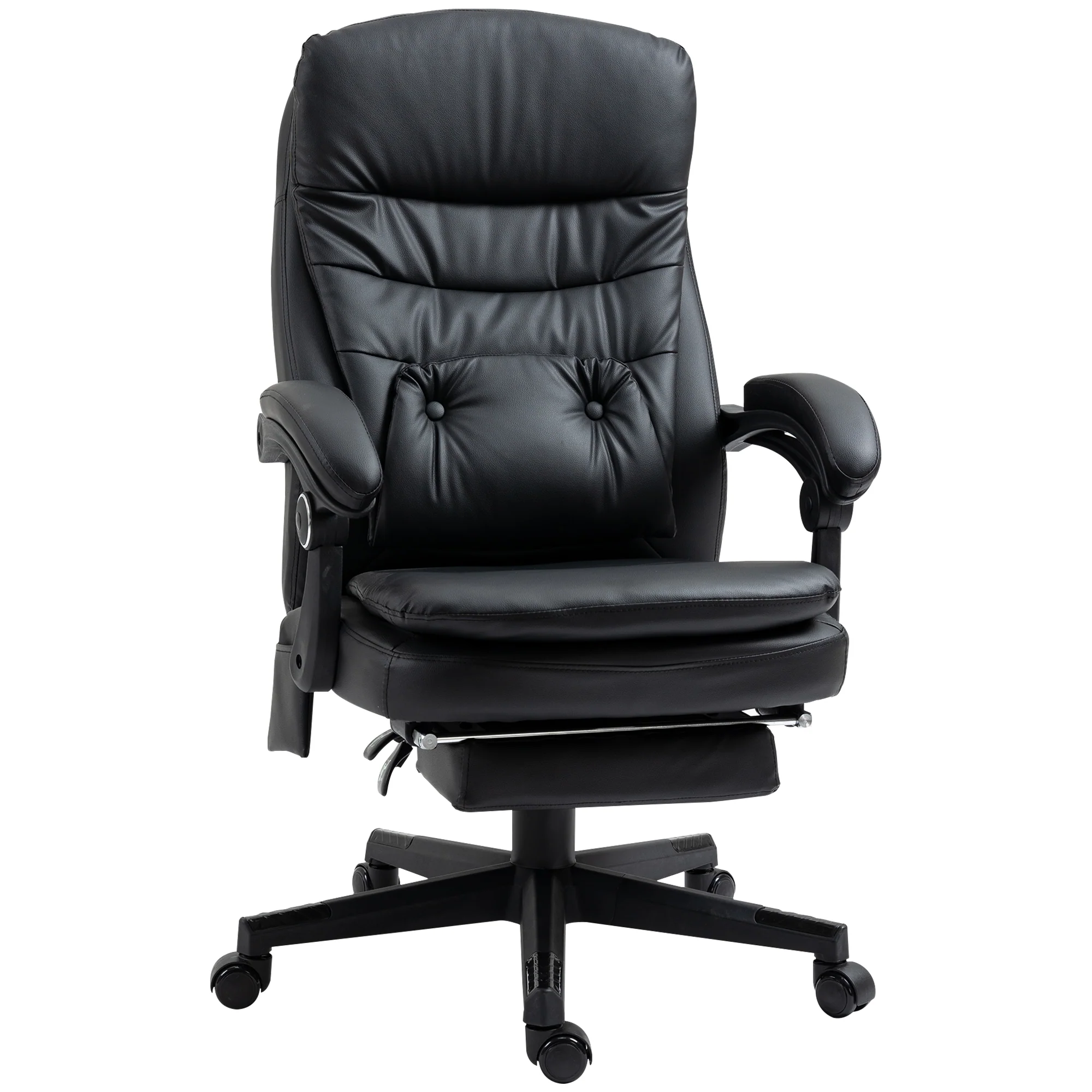 Easycomfort Sedia da Ufficio Massaggiante in Similpelle con Presa USB, 64x69x107-115cm, Nero