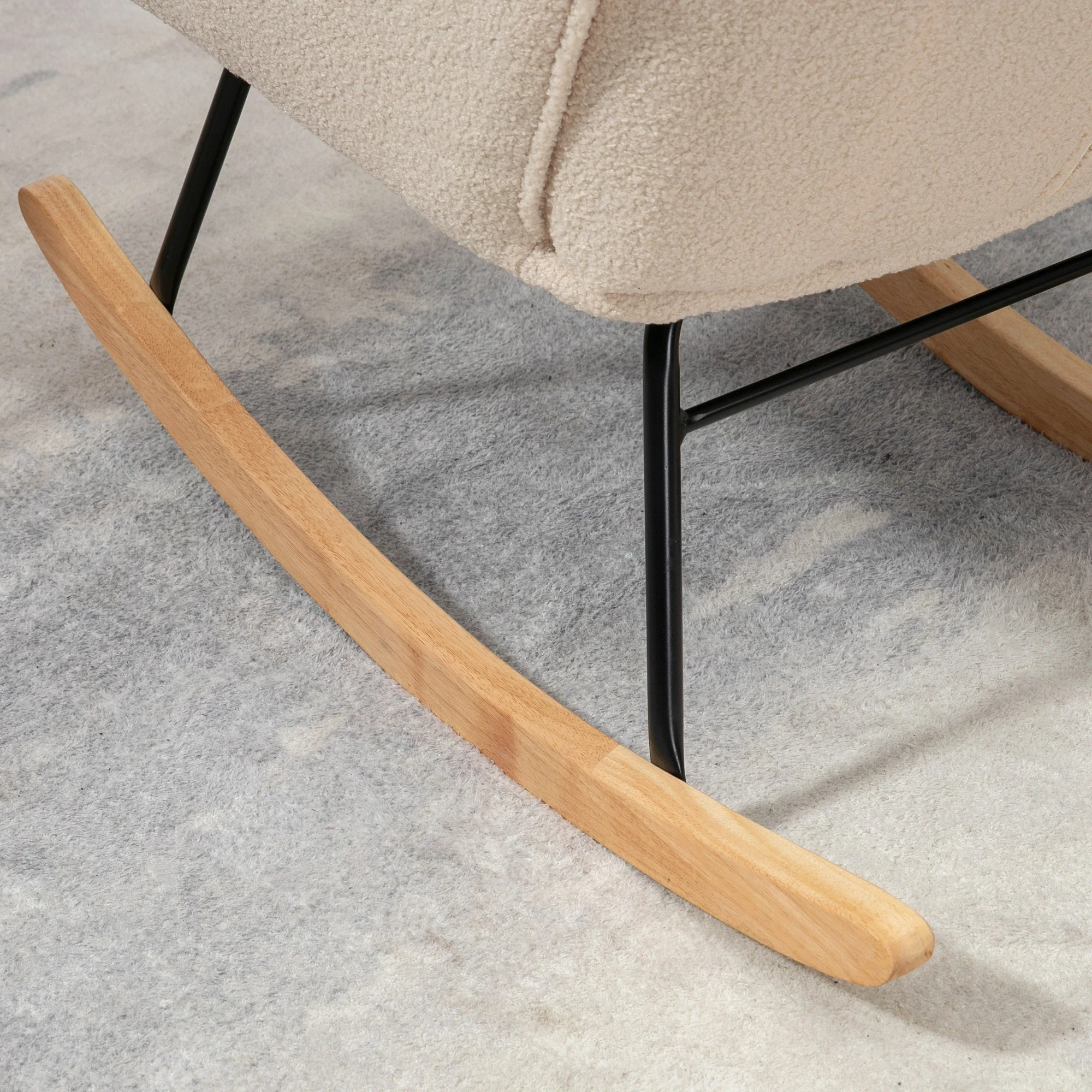 HOMCOM Schaukelstuhl Relaxsessel mit Berbervlies für Wohnzimmer