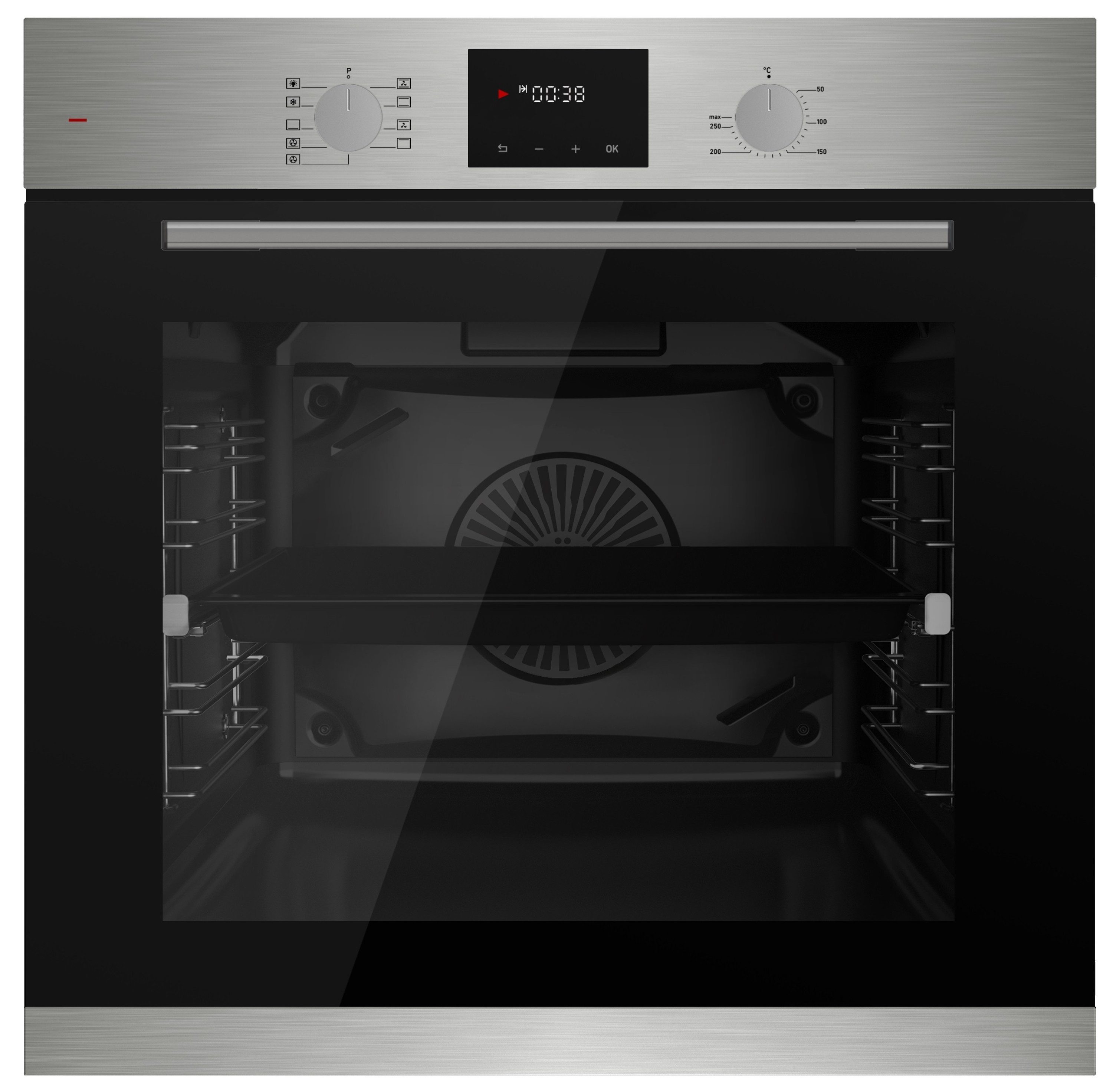 Elektro-Herd-Set Böhme Einbauherdset HB60F78PPX+Gaskochfeld 60cm Schwarz 4Brennern WOK