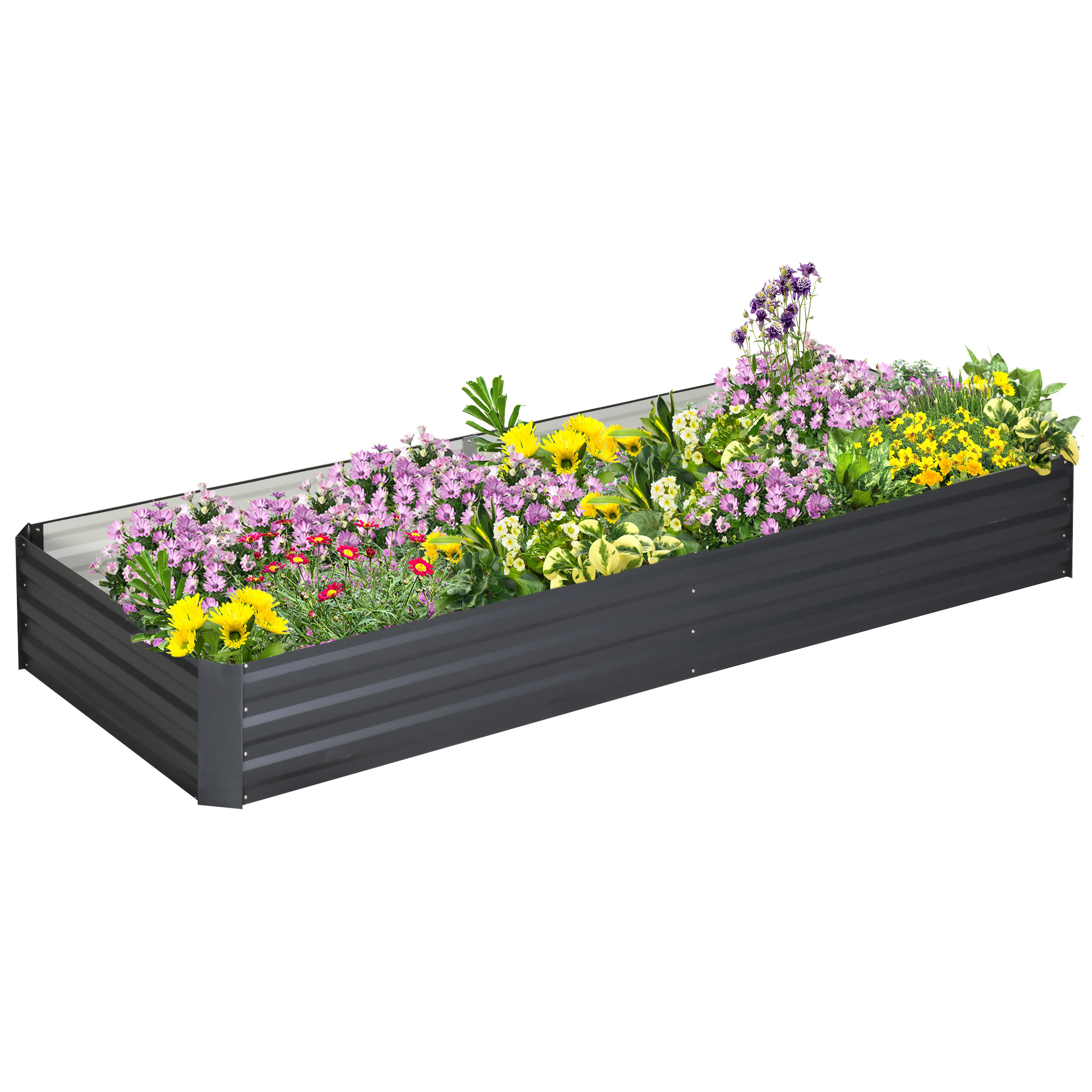 Outsunny Stahl-Hochbeet, offener Boden, einfacher Aufbau, 95L x 90,5B x 29,8H cm, Grau