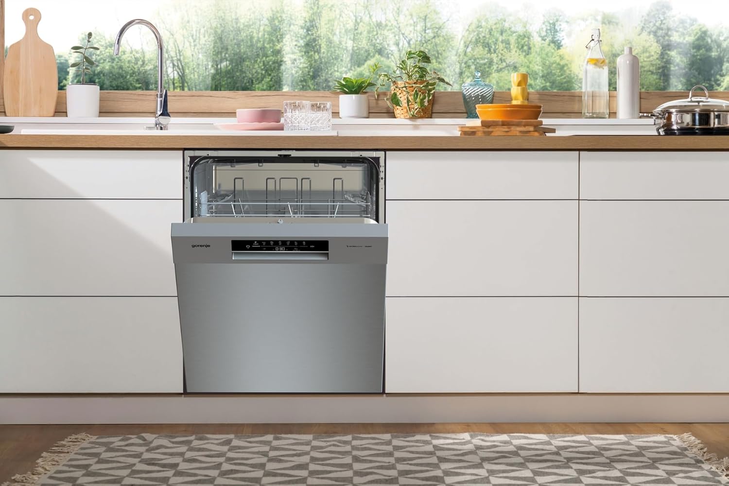 Gorenje GU642E90X Geschirrspüler/Unterbaugerät/59,9 breite/13 Maßgedecke/6 Programme/Total AquaStop/Ecoprogramm/Höhenverstellbar/Memory Funktion/Eco-Programm/Intensivprogramm/EEK: E/Grau-Metallic
