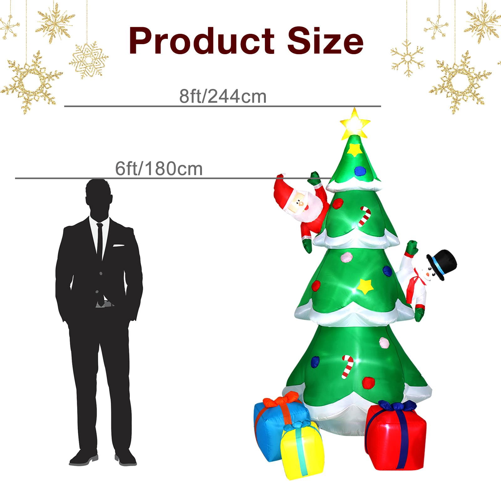 Ktaxon 8ft Inflatable Christmas Tree with LED, Santa & Snowmen Yard Decoration