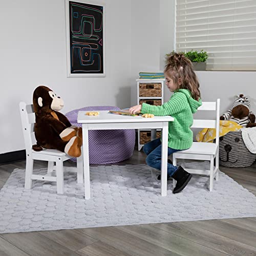Flash Furniture Tavolo e sedie per Bambini in Legno Massiccio per Sala Giochi, Camera da Letto, Cucina, Pezzi, ingegnerizzato, Bianco, 3 Piece Set : Casa e cucina