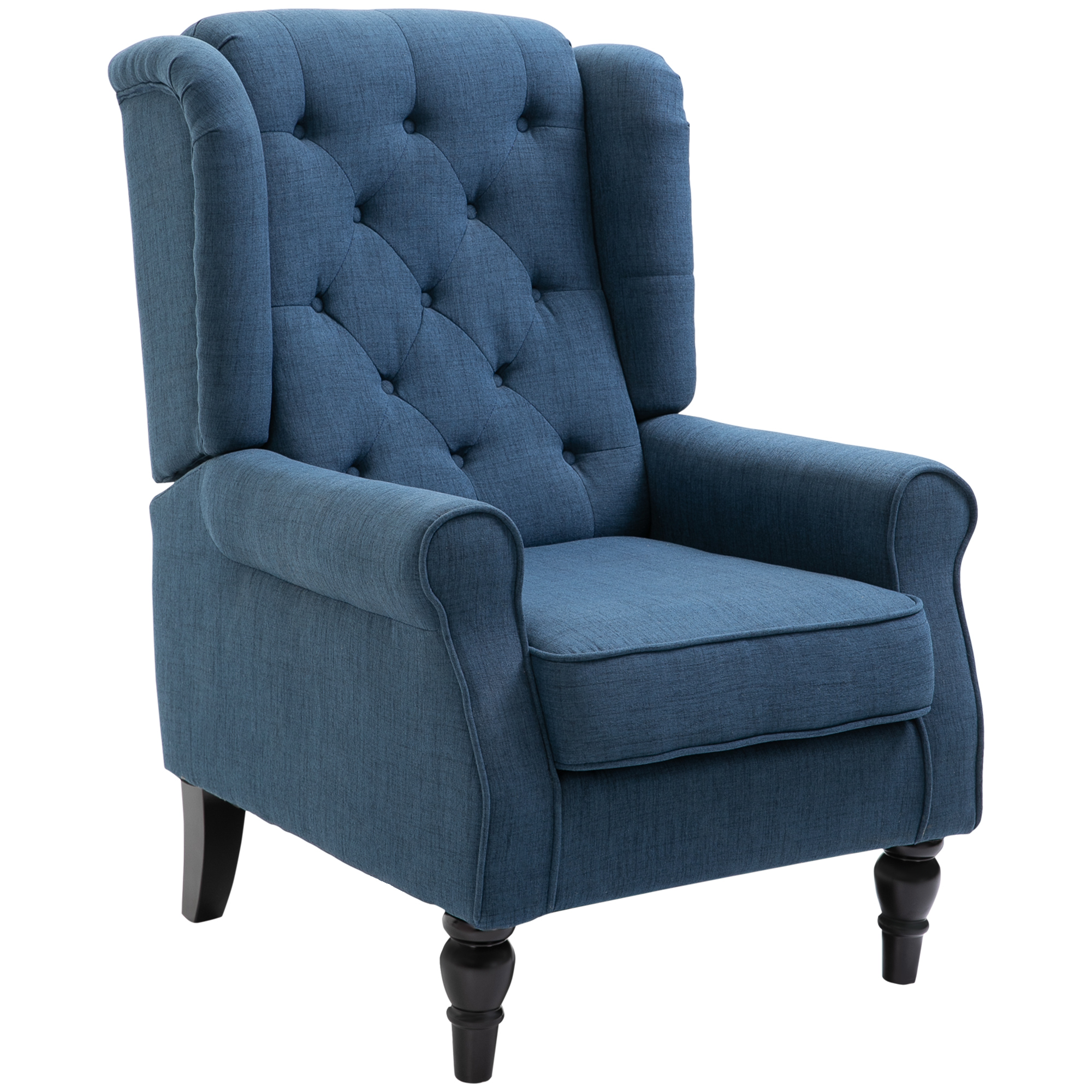 HOMCOM Eleganter Ohrensessel, dick gepolstert, abnehmbarer Bezug, 74 x 86 x 102 cm, Blau