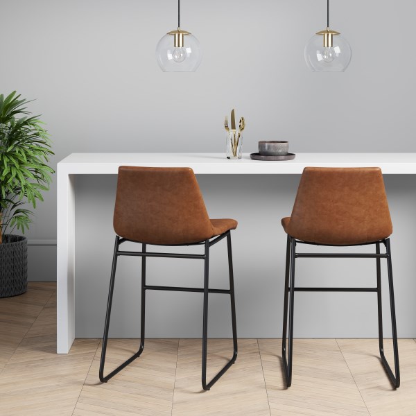 Project 62 Bowden Upholstered Molded Faux Leather Counter Height Barstool Caramel
