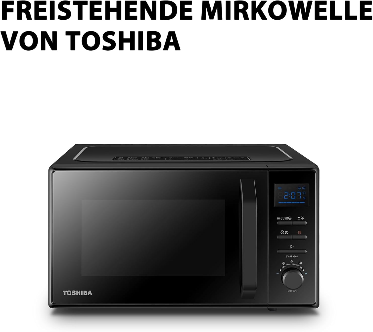 Toshiba MW2-MM20PF(BK) Freistehend Mikrowelle/Solo-Mikrowelle / 20L / 800W / 5 Leistungsstufen mit praktischer Auftaufunktion/LED-Beleuchtung im Innenraum/Schwarz