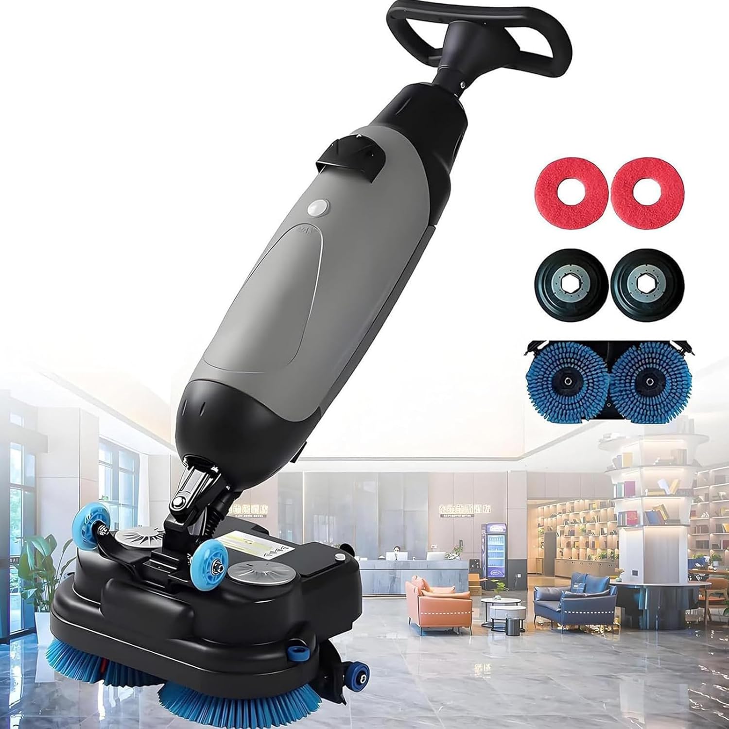 Lavasciuga Pavimenti Professionale compatta con Serbatoi Separati 5,5 L e 8,5 L, spazzole Pulizia motorizzate 45 cm (18 Pollici), Senza Fili e alimentata Una Batteria 36 V. Grey