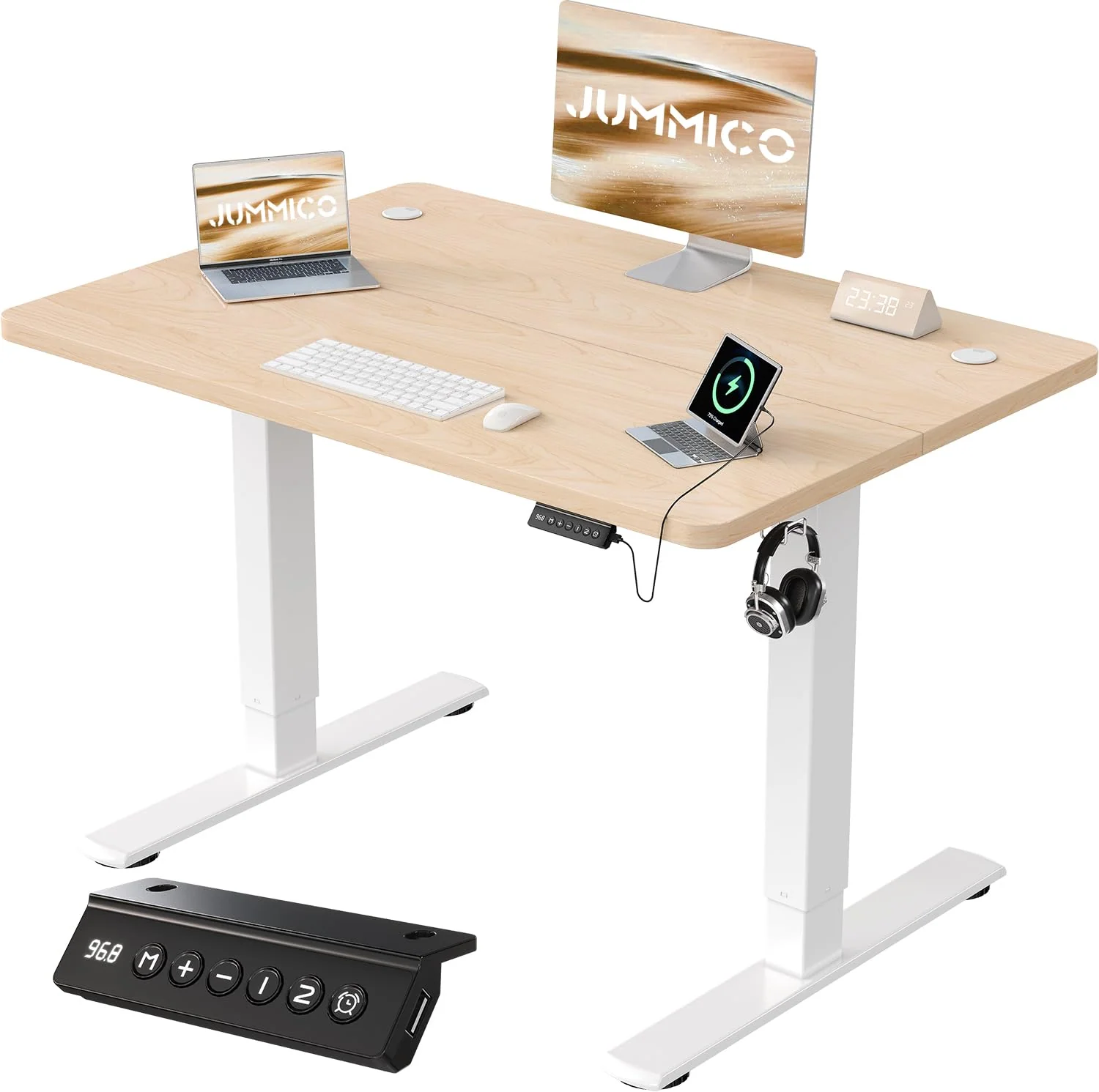 JUMMICO Elektrisch höhenverstellbarer Schreibtisch mit USB-Anschluss