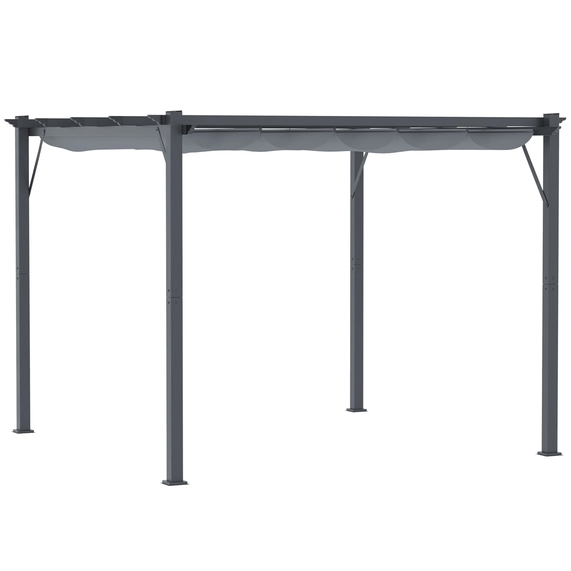 Outsunny Pergola Aluminium 3x3m voor Tuin, Grijs