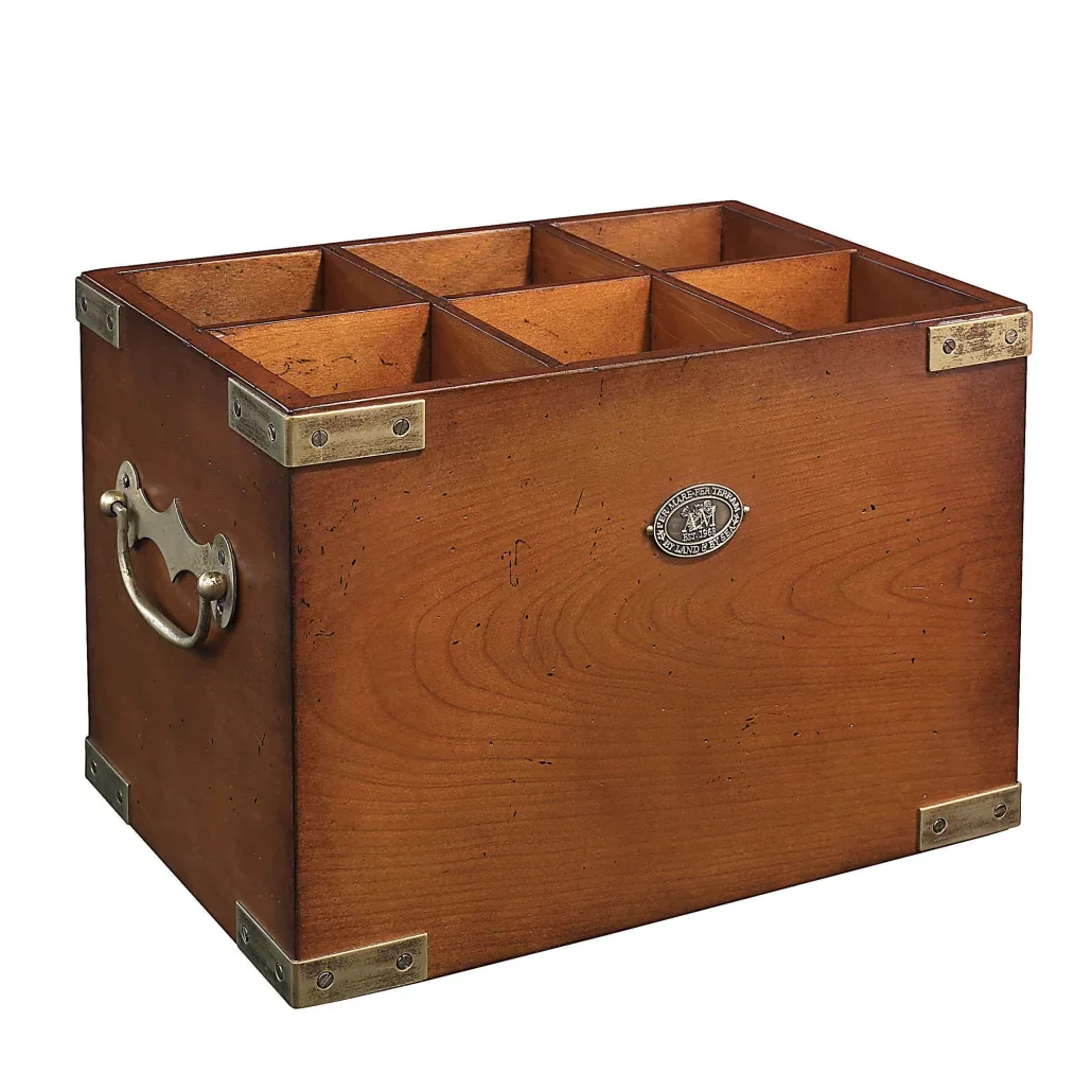 Premium Solid Wood Wine Holder with Brass Corners �C Travel-Ready Elegance