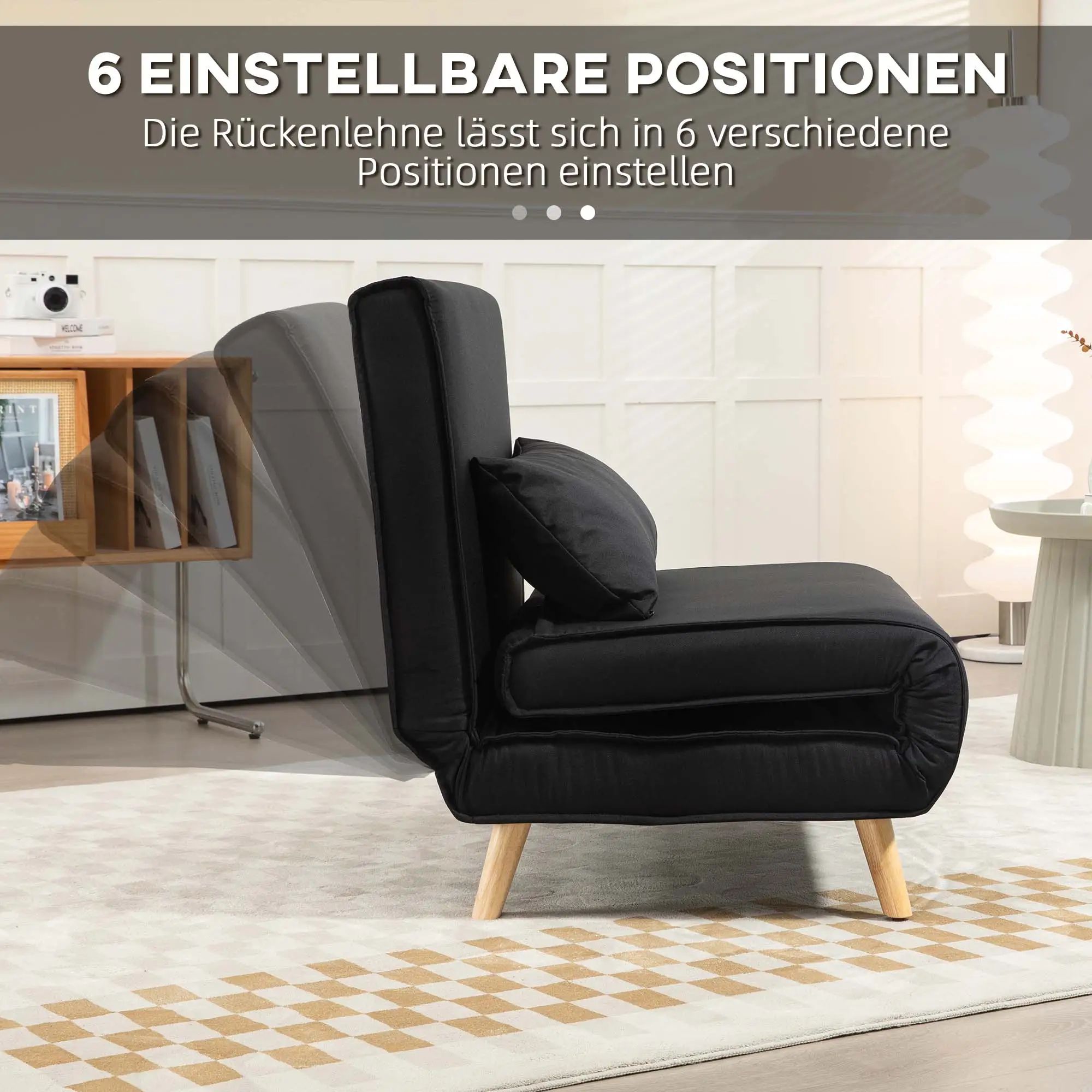HOMCOM Schlafsessel 2in1 verstellbare Rückenlehne Leinenoptik