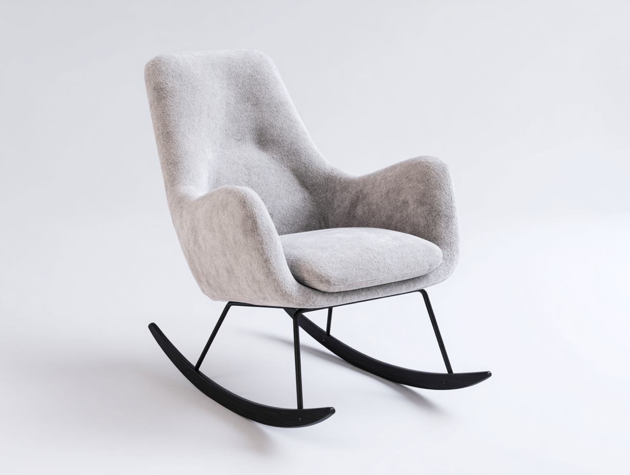 Schaukelstuhl Stoff Metall 86x93x101 cm - Hellgrau - modernes Design - für Wohnzimmer