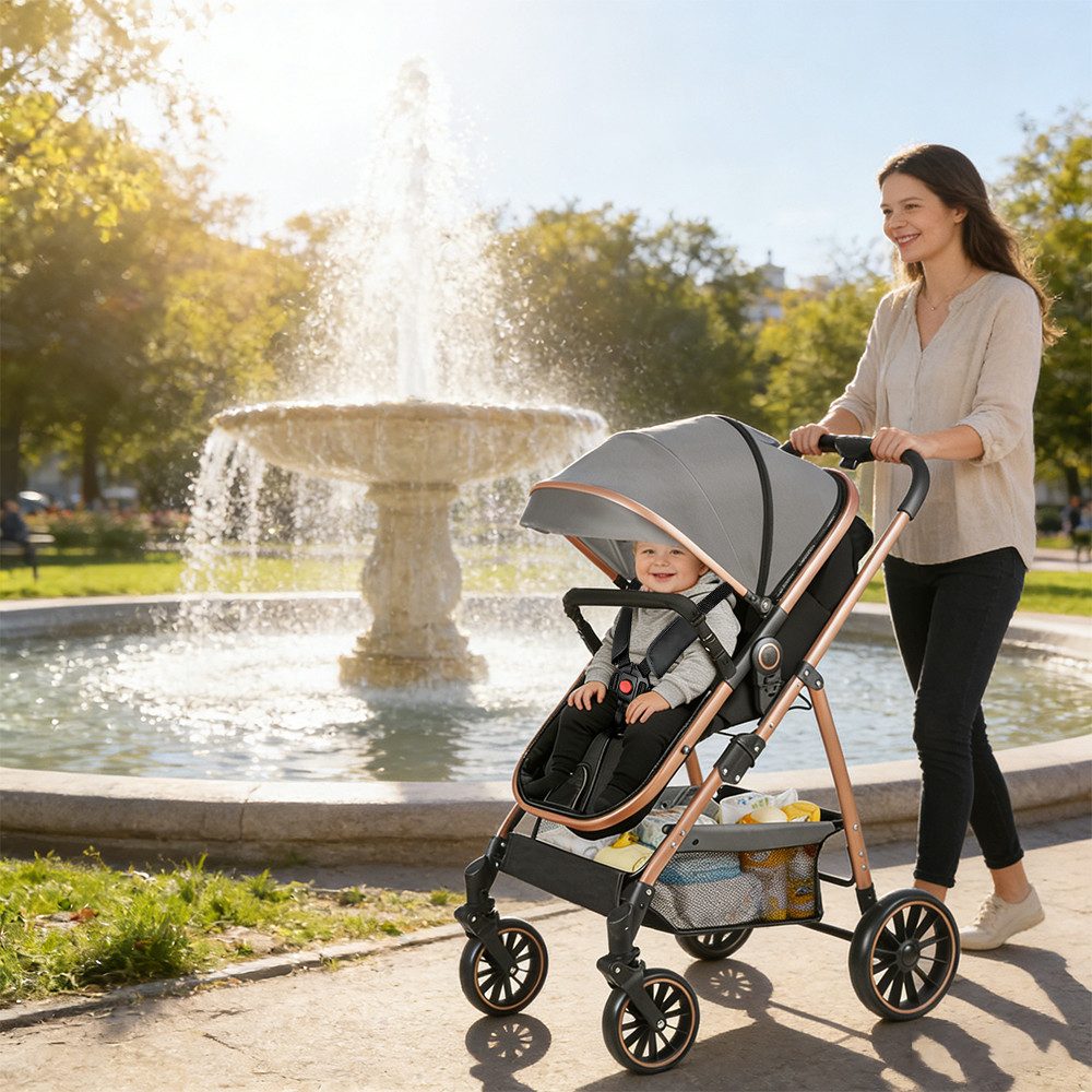Kombi-Kinderwagen Kinderwagen Buggy 3 in 1, Folding, Reclining Position