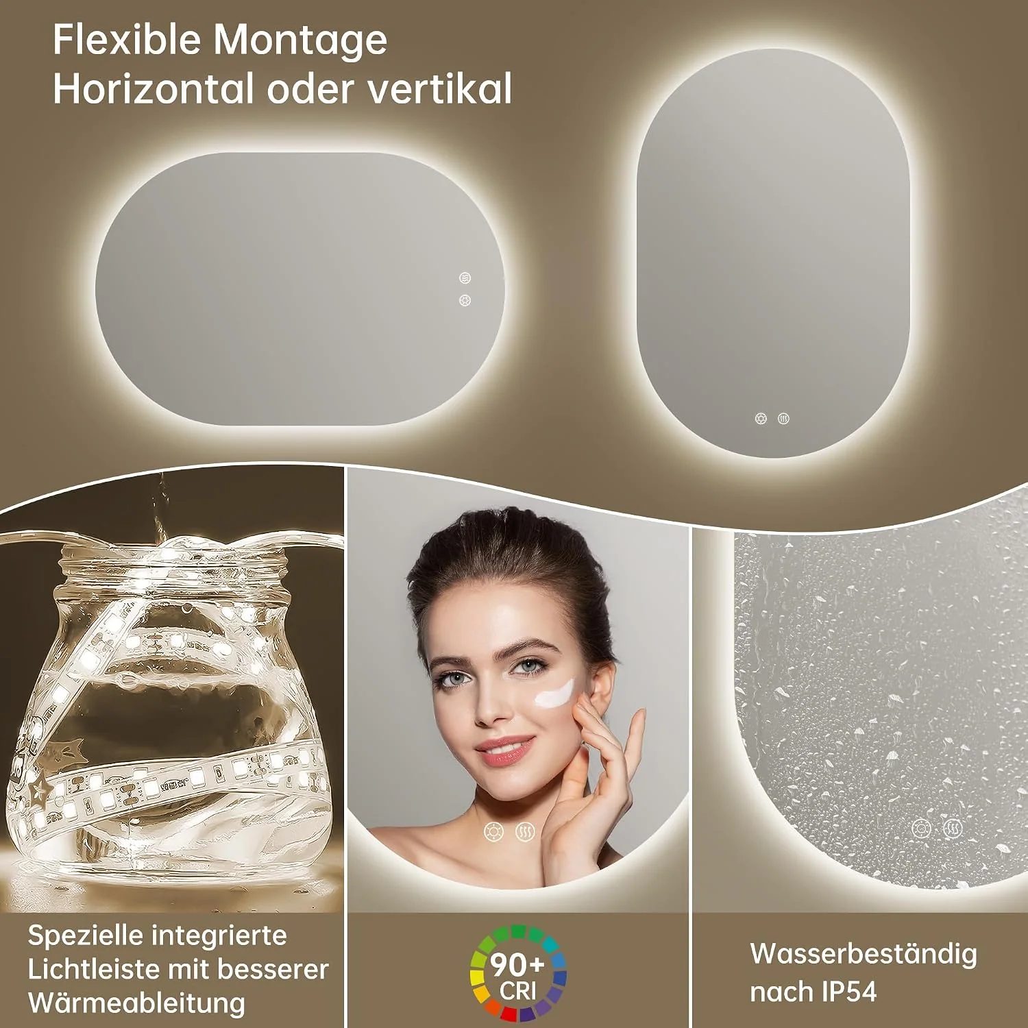 OUMUSU LED-Badspiegel mit Beleuchtung