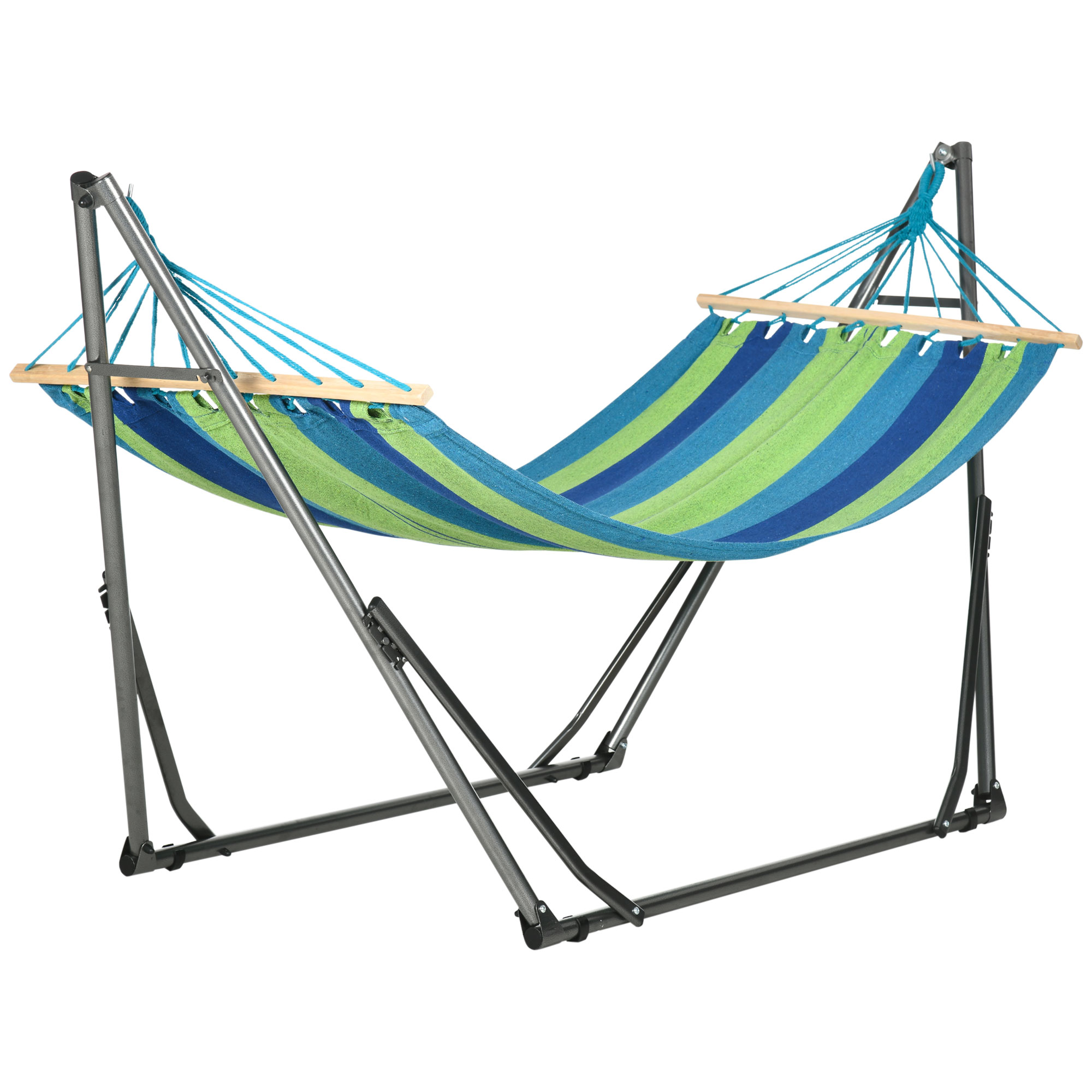 Outsunny Supporto con Amaca Autoportante Pieghevole in Cotone e Acciaio, 270x100x94cm