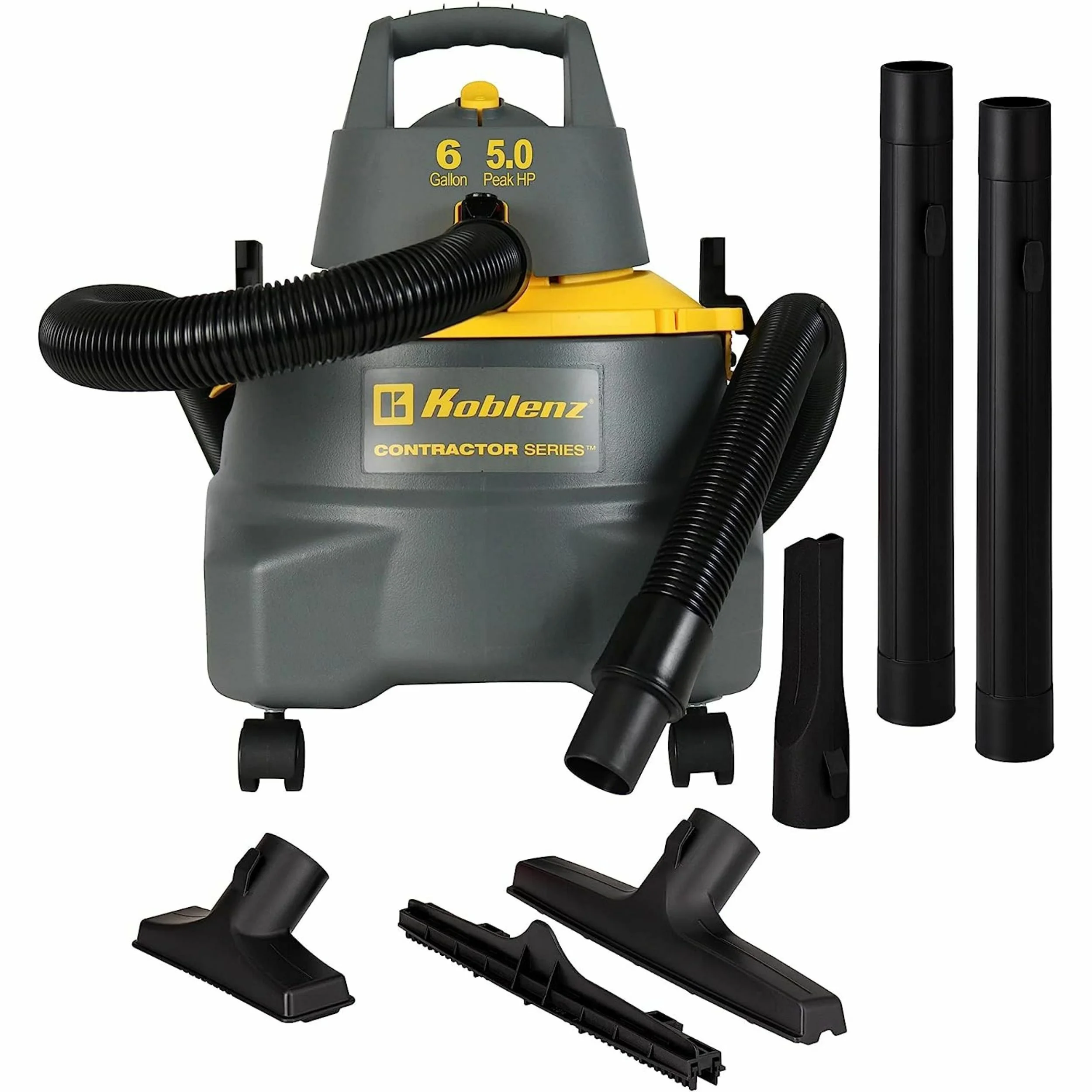 Koblenz Contractor 6.0 Gallon Wet Dry Shop Vacuum with 5.0 Peak HP, 3 in 1 shop vac, Heavy Duty Wet/Dry Vacuum. (WD-6 C212)