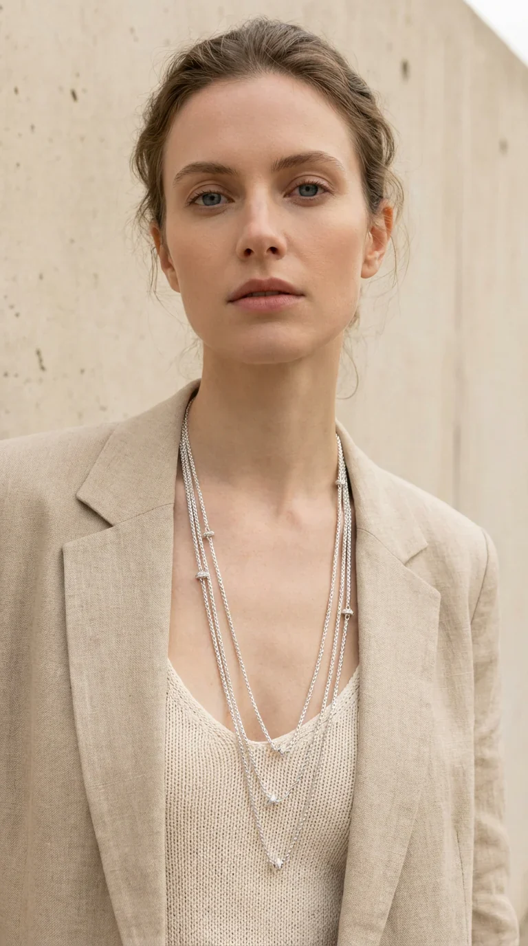 Envy Layered Box Chain Necklace , Silver