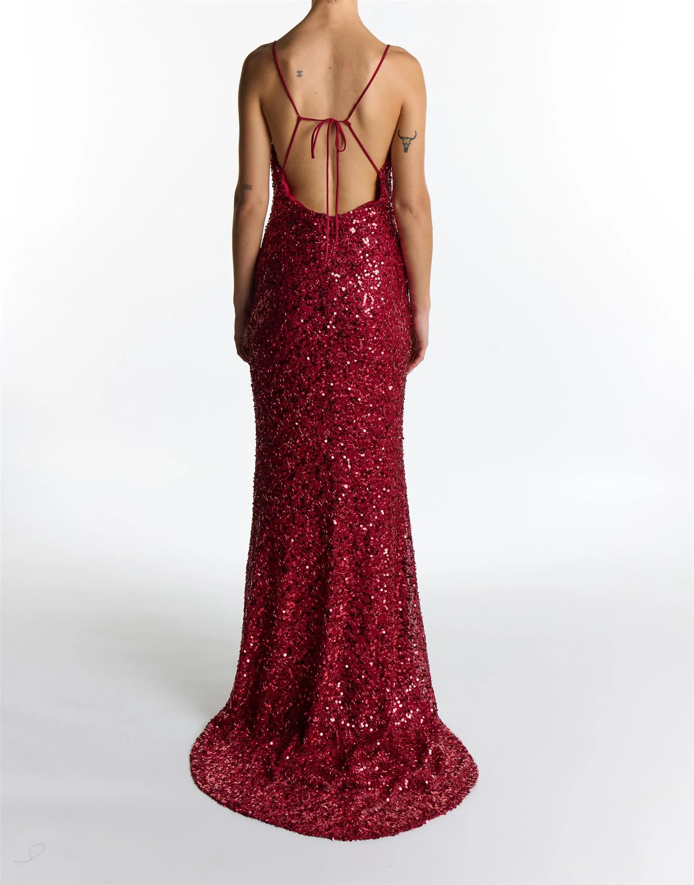 Pippa Wine Sequin Cowl Neck Slip Maxi Dress