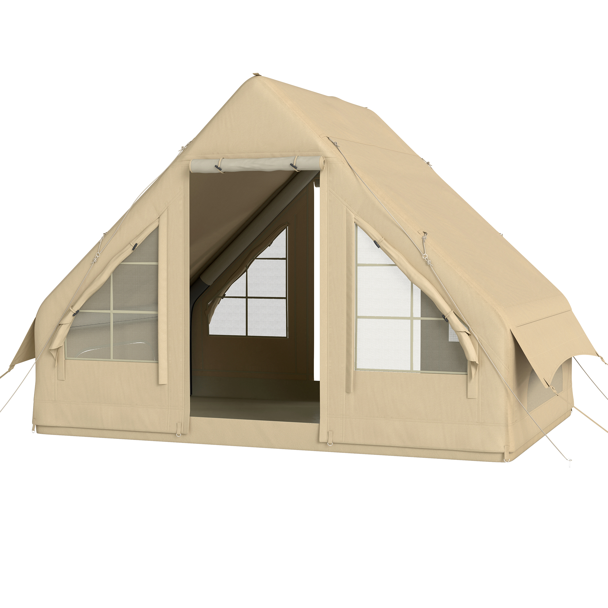 Outsunny Opblaasbare Campingtent, Slaaptent, Oxford-Stof, Netramen, Waterdicht
