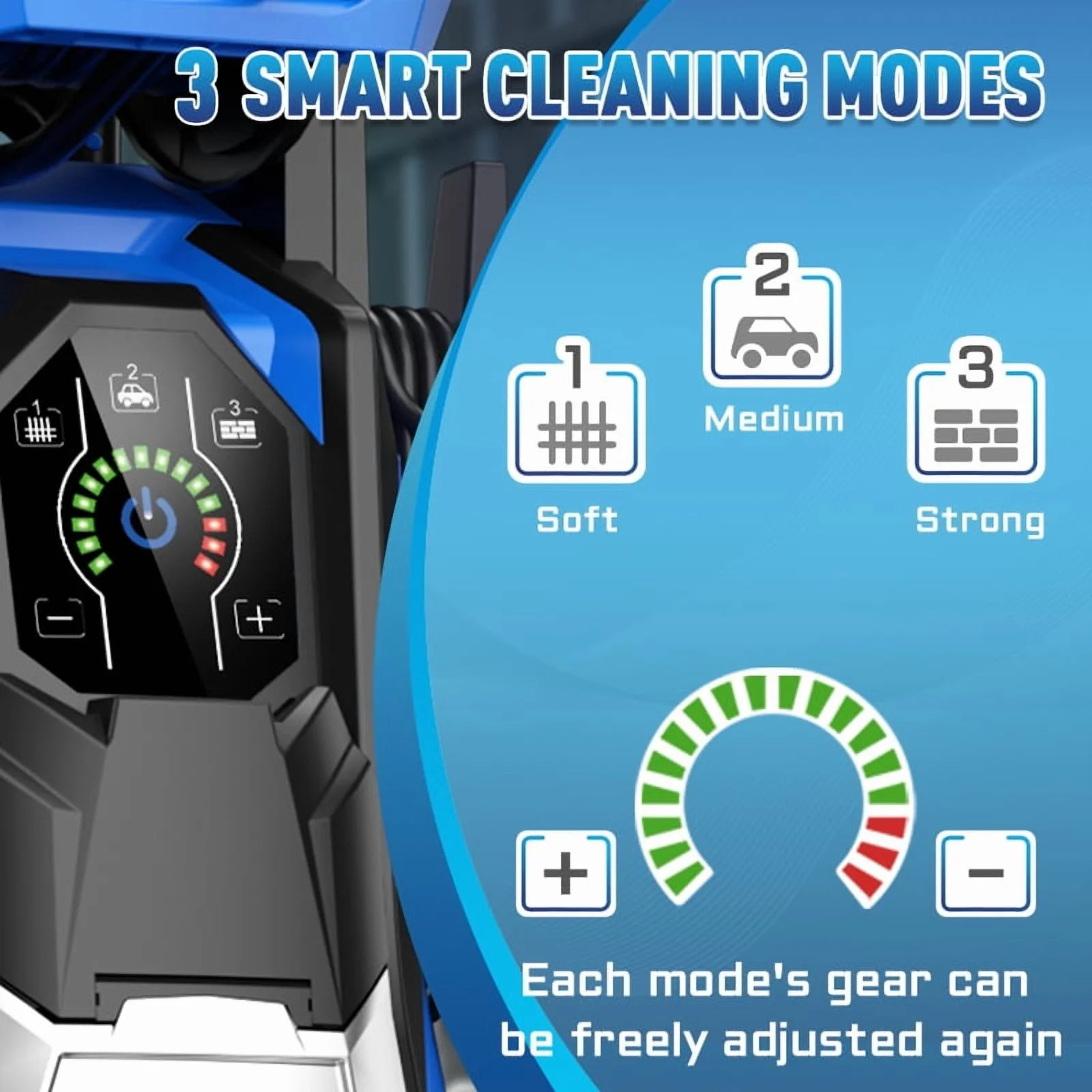 Electric Pressure Washer 5000PSI-Max 3.6GPM Power Washer Touch Screen Adjustable Pressure,4 Nozzles and 500ml Foam Cannon Power Washer Cleaning for Patio Blue