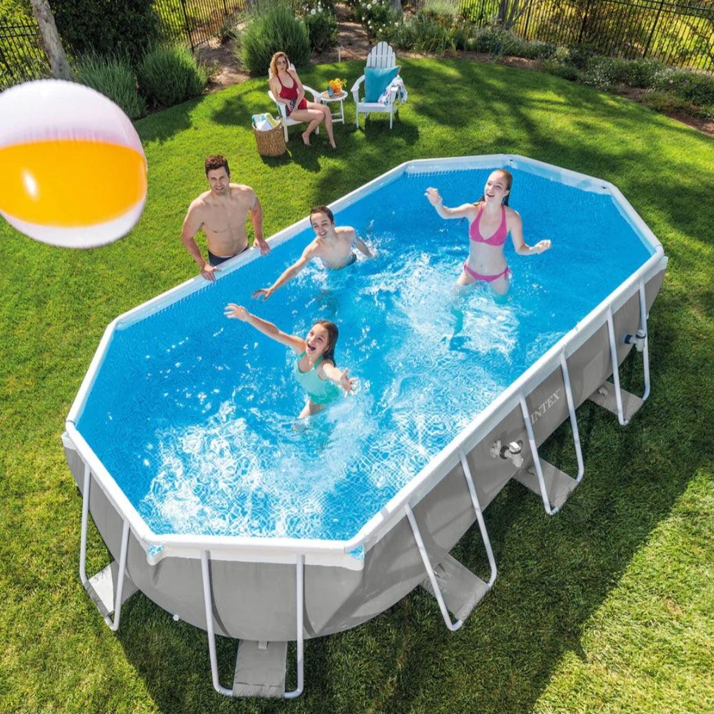 2025 Intex Prism Frame™ Set di piscina ovale da montare, 16,6 x 9 piedi x 48 pollici