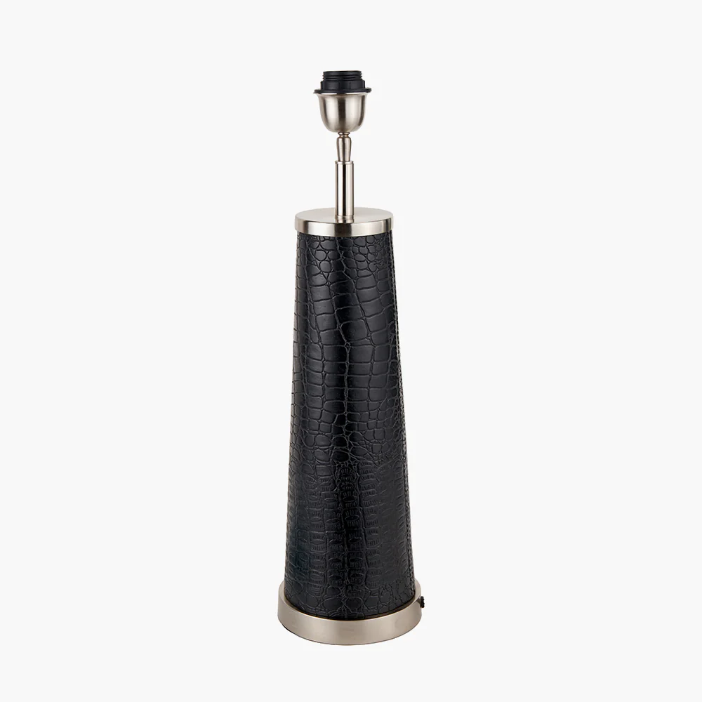 Laurence Black Croc Leather and Silver Table Lamp