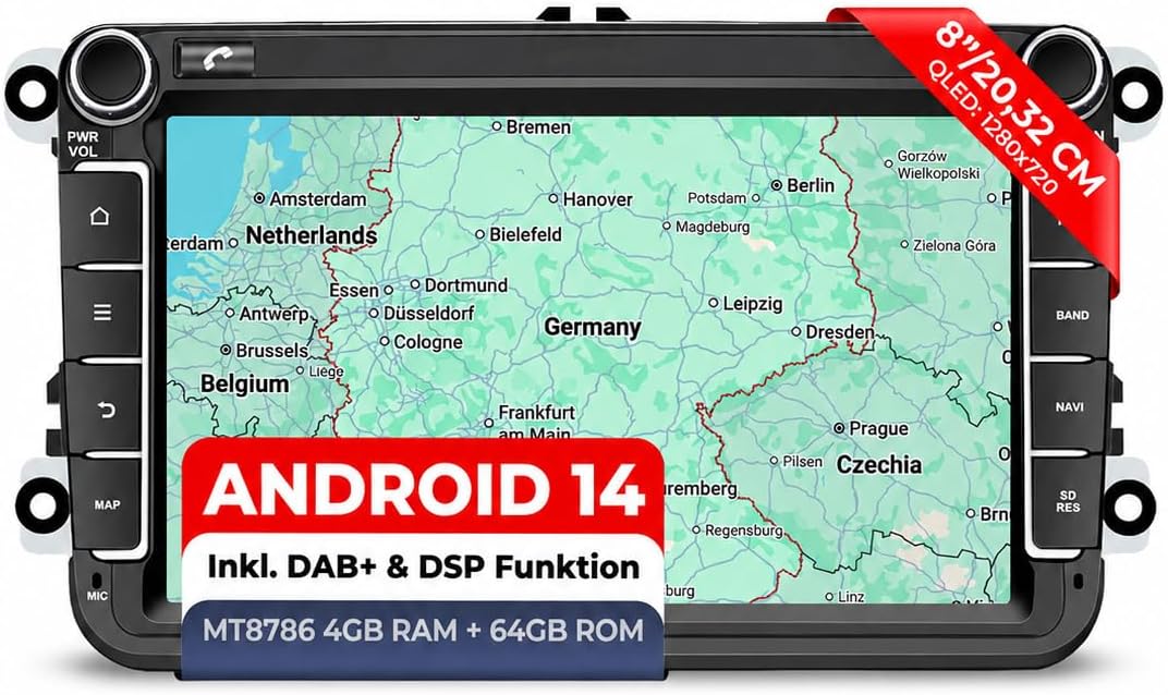 M.I.C. V8-S Android 14 Autoradio für VW/Skoda/Seat RNS/RCD Golf5/6
