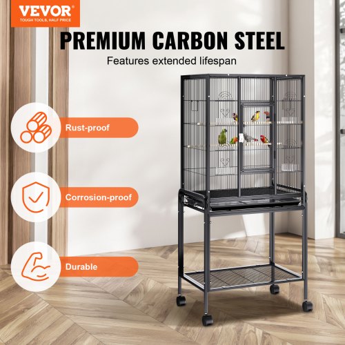 VEVOR Vogelvoliere 61x43x137cm Vogelkäfig aus Q195-Kohlenstoffstahl Vogelhaus für 2-3 mittelgroße bis große Vögel Voliere mit Schloss Vogelheim Vogelbauer