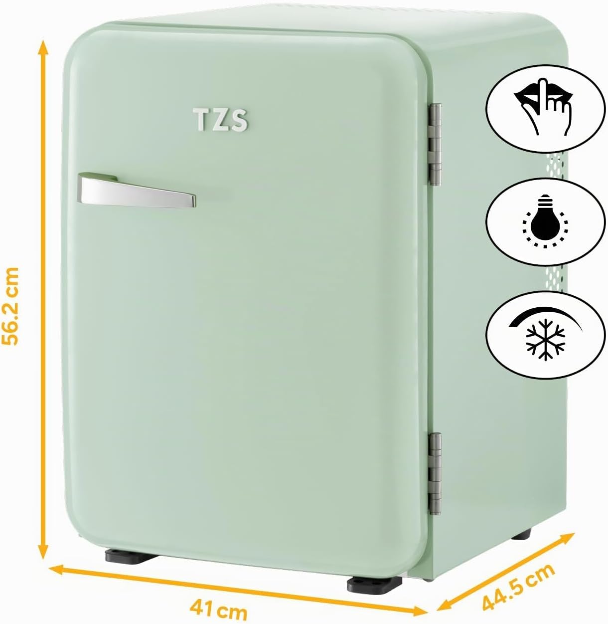 TZS First Austria - Retro Mini Kühlschrank 40L - Lautlos - Vintage Minibar für Schlafzimmer & Büro - mint