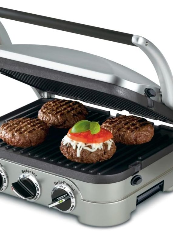 Cuisinart Panini Press 2025, Piastra per panini in acciaio inossidabile e altro 5 in 1 GR-4NP1
