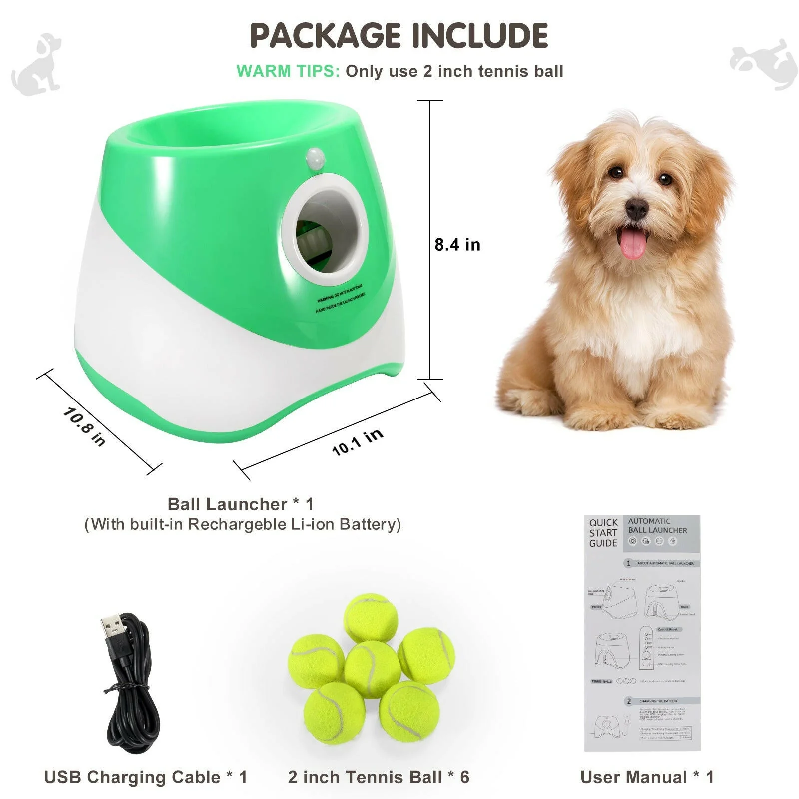 Automatic Ball Launcher for Dogs �C 3 Distance Settings & 6 Balls Included