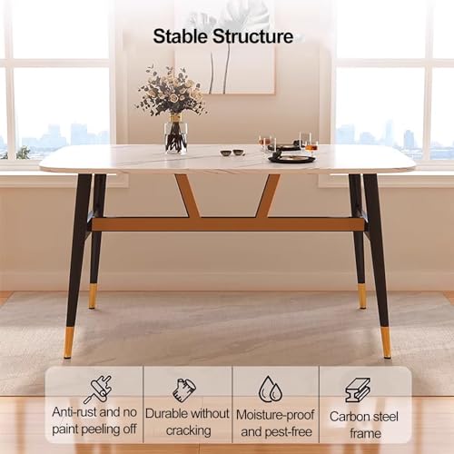 YHKJLYH Tavolo da Pranzo in Legno E 4 Sedie, Poltrona da Salotto con Sedile in PU dal Design Moderno E Tavolo da Cucina Rettangolare, Tavolo da Cucina E Sedia Rettangolari Rustici con Gambe in Meta : Casa e cucina