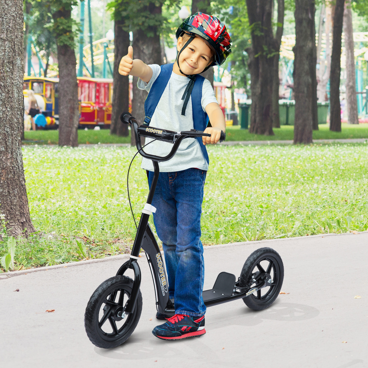 kinderstep scooter step stadsscooter kinderscooter kickboard 12 inch zwart 120 x 52 x 80-88 cm