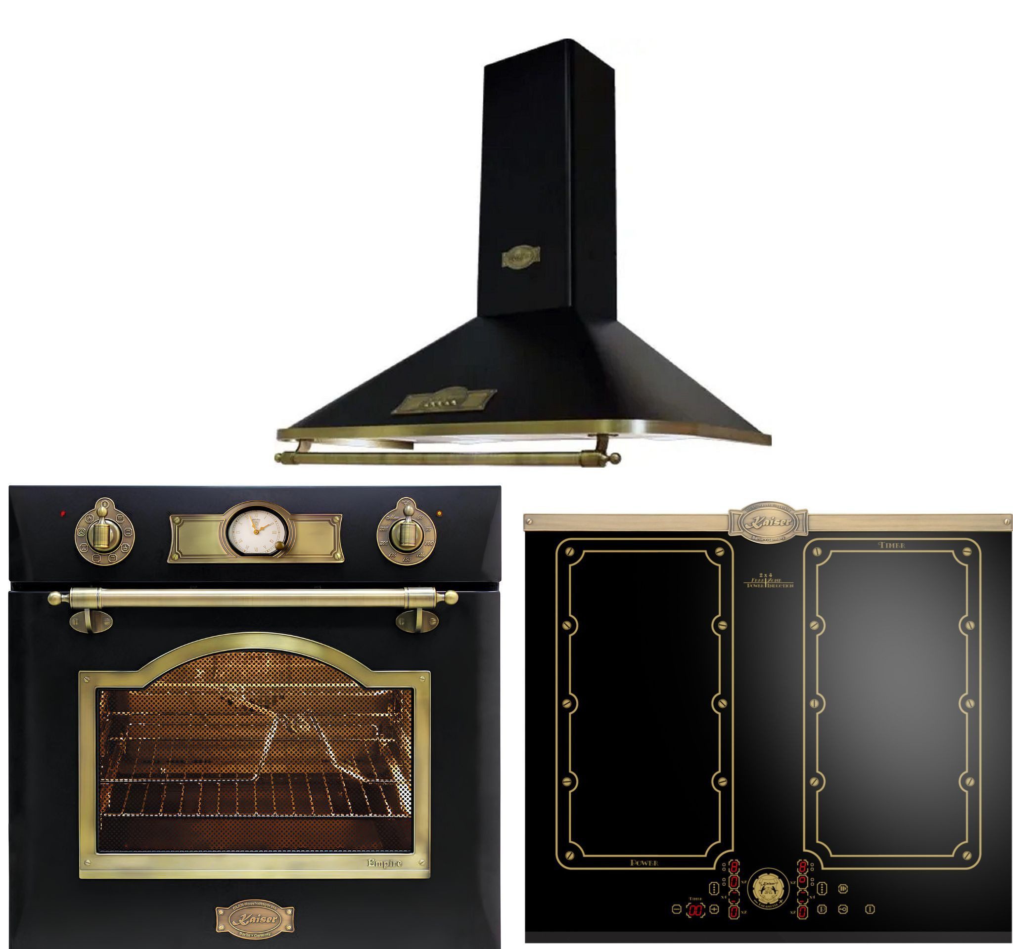 Backofen-Set Herd Set Autark Elektro Einbaubackofen, 60 cm,Teleskop-System, 67L, 8 Funktionen mit Induktionskochfeld 60 cm FREE ZONE mit 2 FLEX Induktions-Zonen+Dunstabzugshaube 60 cm 910 m³/h 3 Stufen Abluft Umluft EH 6355 Em+ KCT 6192 Fi Em+A 6315