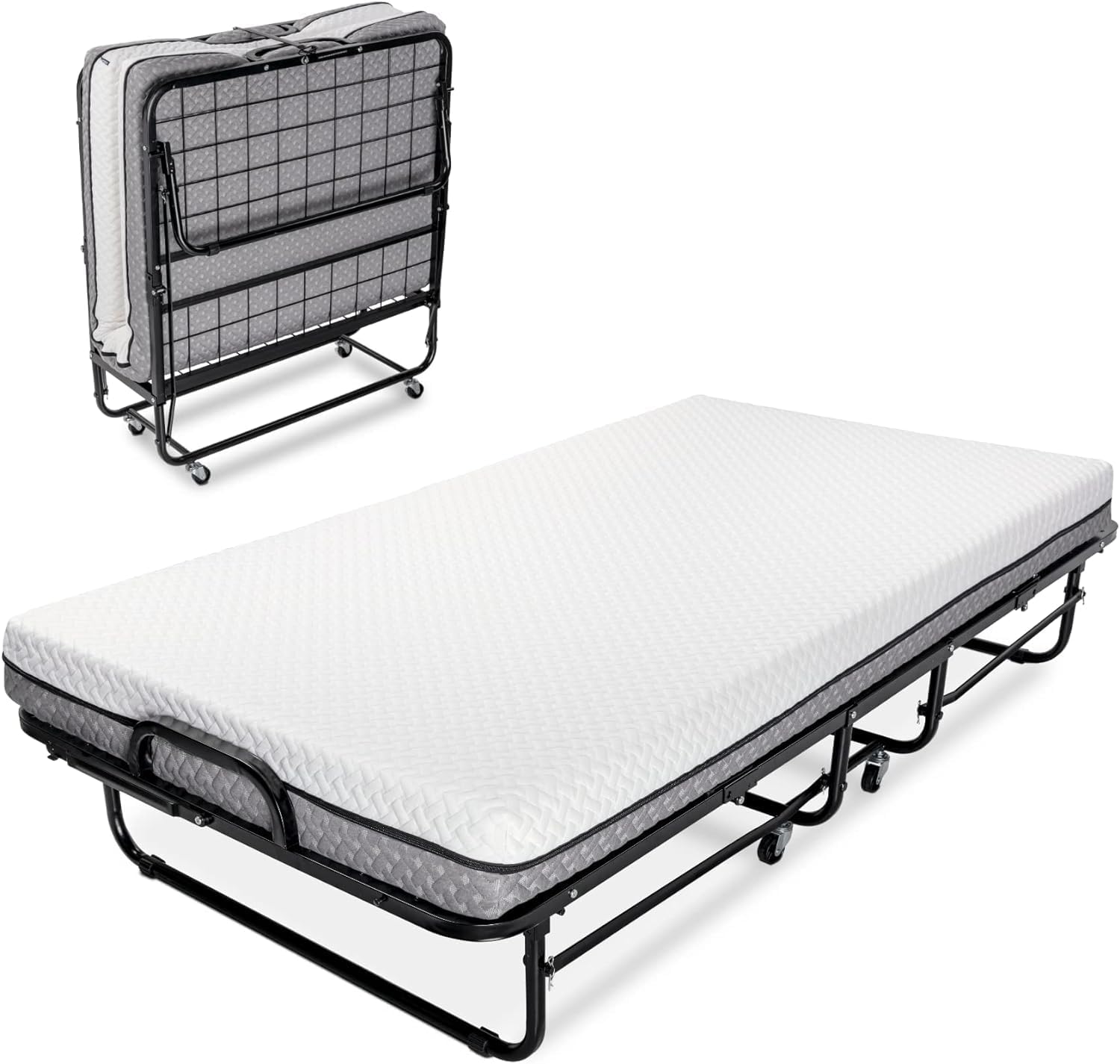 Milliard Deluxe Folding Bed with Memory Foam Mattress, Twin Size, 75