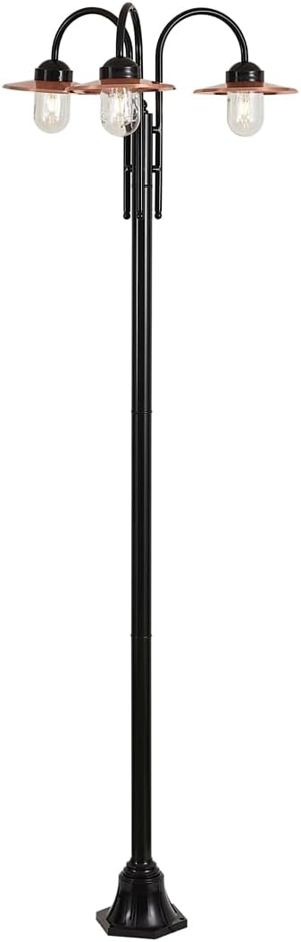 Qazqa Modern außen Pollerleuchte, Wegeleuchte, Pollerlampe für den Garten - Munich - Schwarz, max. 15W, Geeignet für LED, 235cm, IP44, 3-flammig