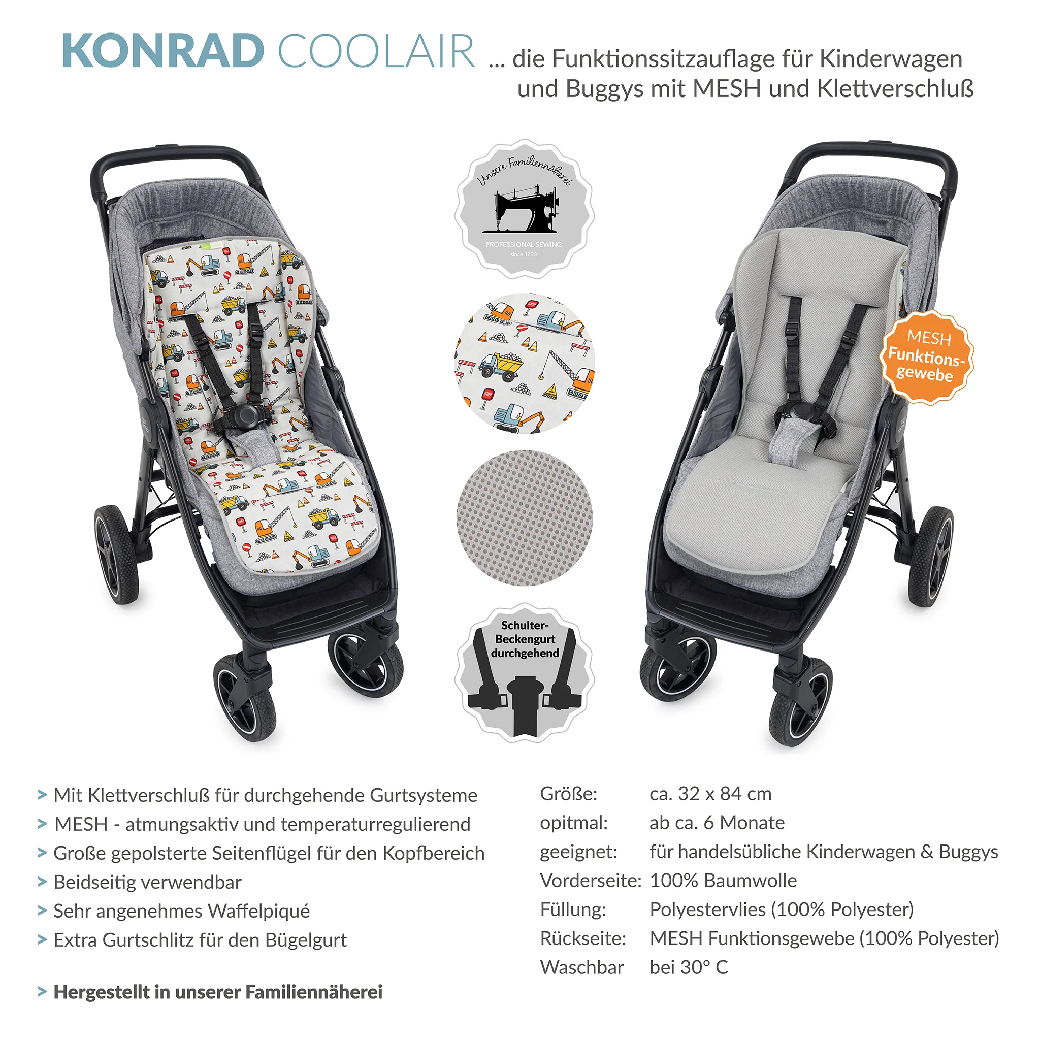 KONRAD die gro?e Buggysitzauflage mit Klett