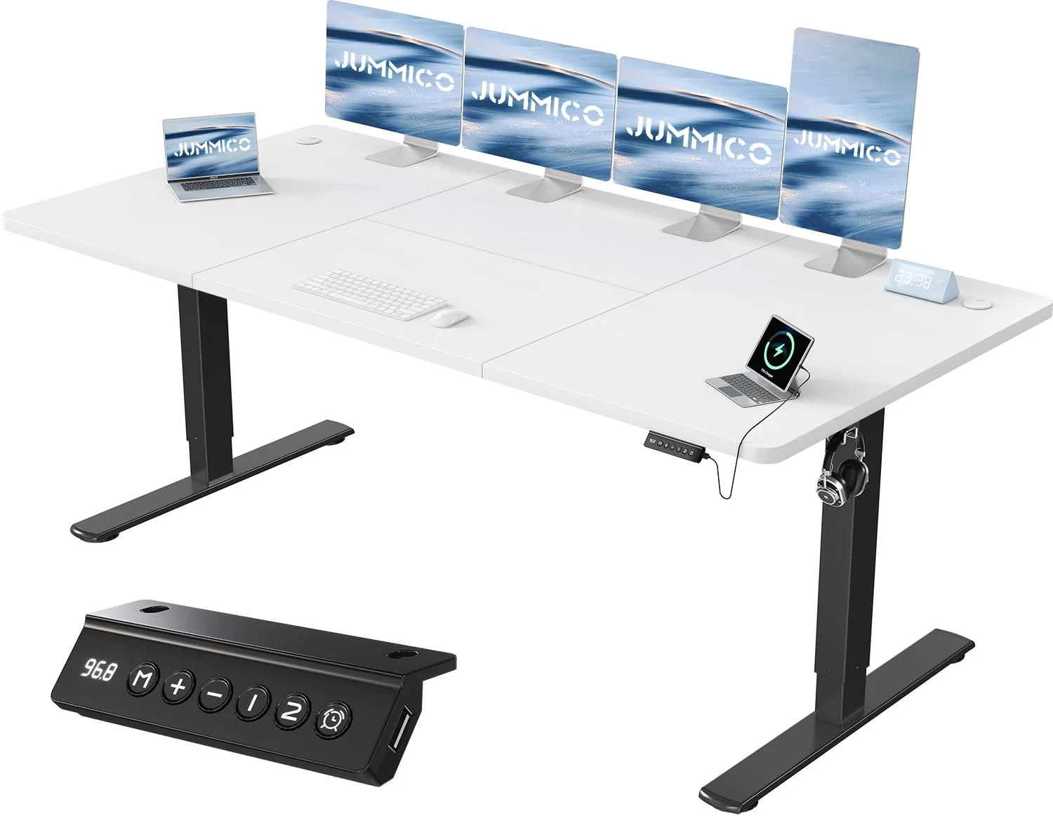 JUMMICO Elektrisch höhenverstellbarer Schreibtisch mit USB-Anschluss
