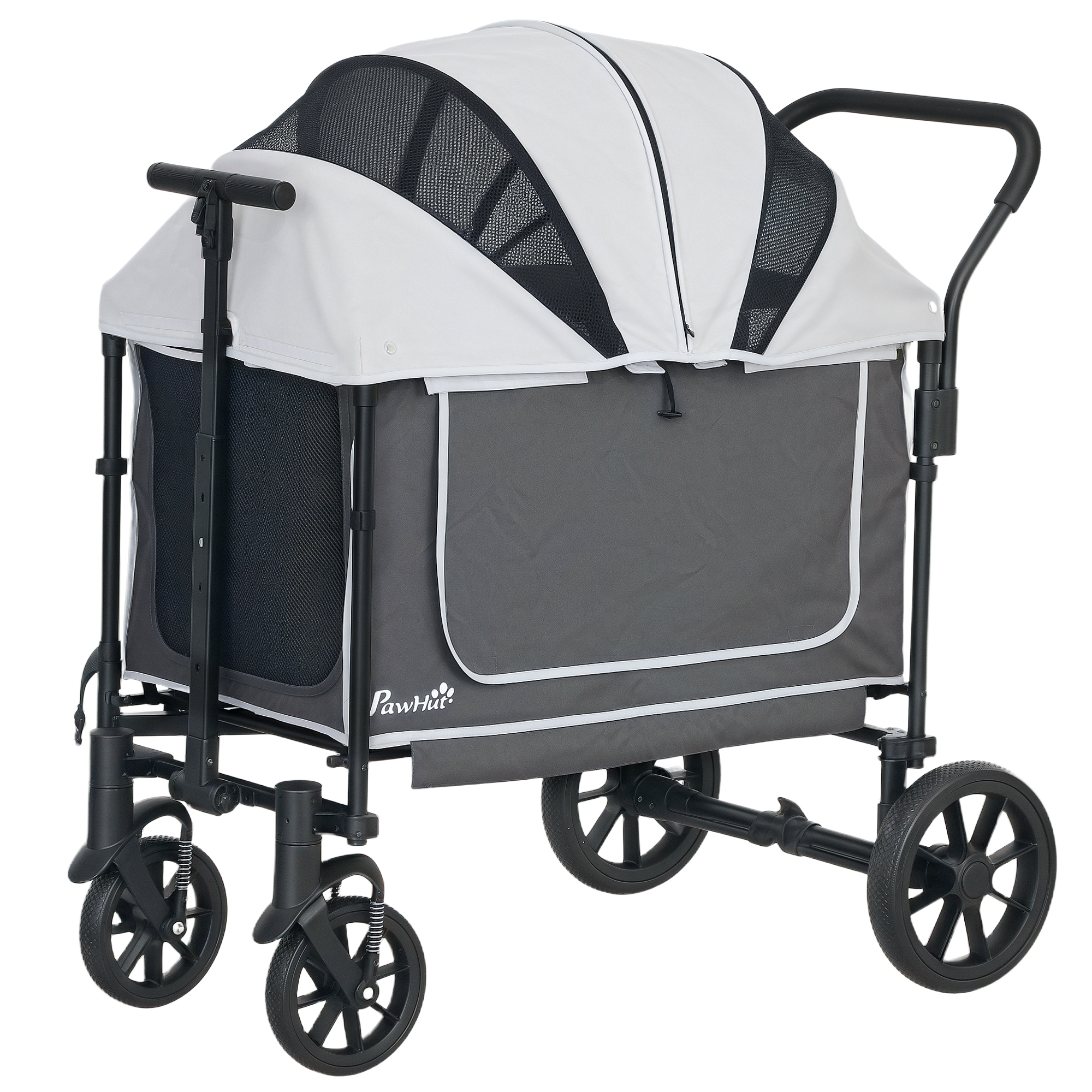 PawHut Hundewagen Hundebuggy klappbar für Hunde & Katzen bis 30 kg 110 x 65 x 102 cm Dunkelgrau