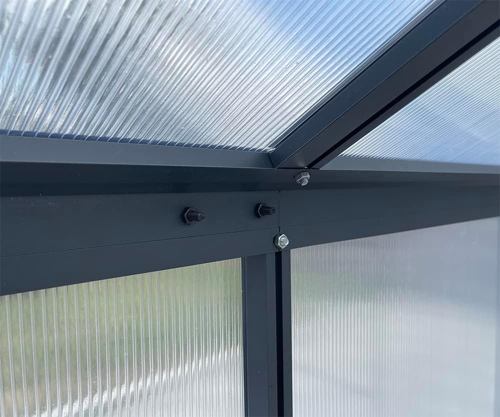 Aluminium Gewächshaus für den Garten 7,33m² inklusive 238 x 301cm Fundament Doppeltür vielseitig nutzbar als Treibhaus,Frühbeet Aufzucht,Tomatenhaus und Pflanzenhaus